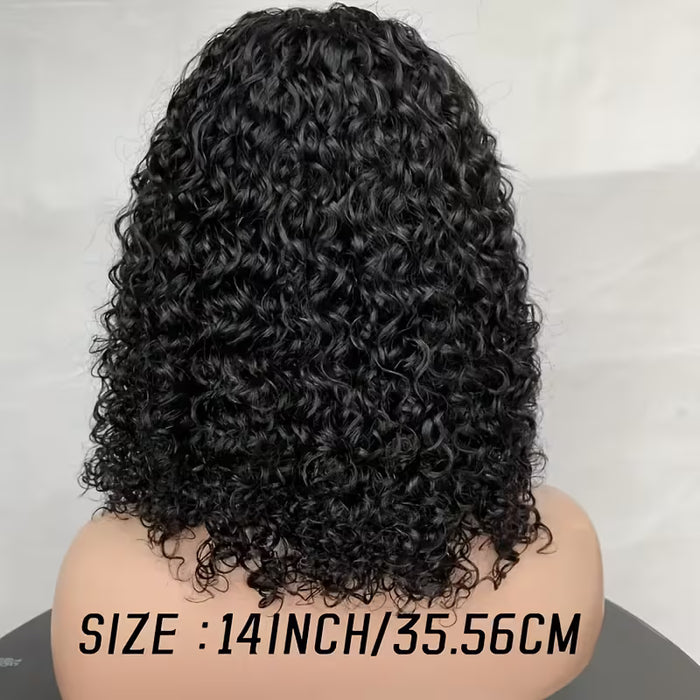Peluca Bob sin pegamento cabello rizado para mujeres 14 inch