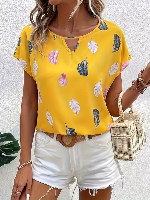 Camiseta de Cuello Redondo con Estampado floral