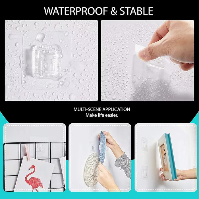 10 Ganchos de Pared Transparentes, Instalación Sin Perforación, Multifuncionales