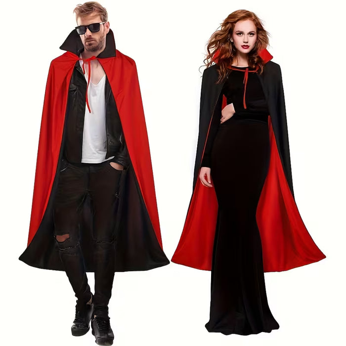 Capa de Cuello Alto Vampiro - Disfraz Gótico Rojo y , Ideal para Fiesta de Halloween de 150cm