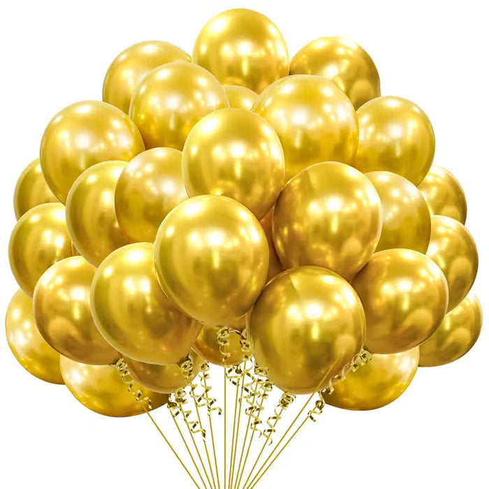 Juego de globos de látex dorado de 40 piezas, acabado metálico, decoraciones de fiesta