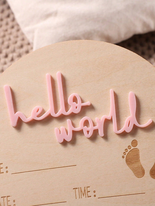 Accesorios de fotografía, tarjeta de nacimiento con eslogan "Hola mundo" de madera - Quierox - Tienda Online