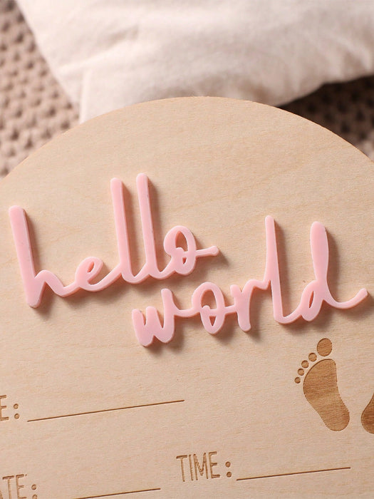 Accesorios de fotografía, tarjeta de nacimiento con eslogan "Hola mundo" de madera - Quierox - Tienda Online