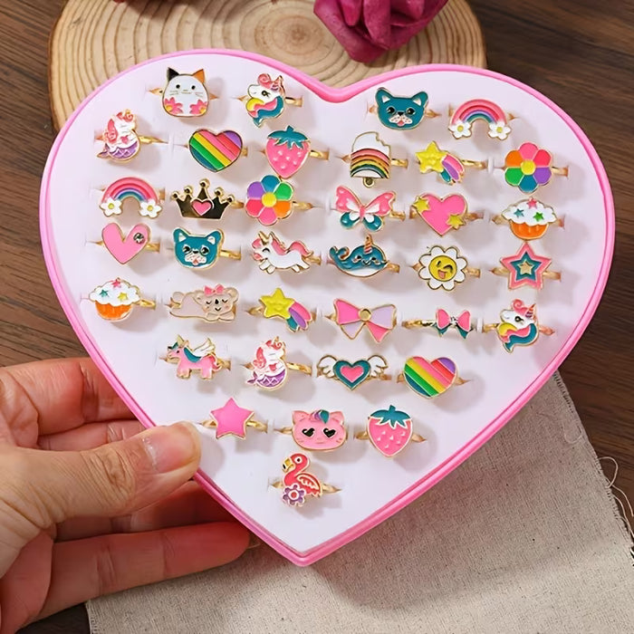 36 Piezas de Anillos de Princesita Lindos y Divertidos