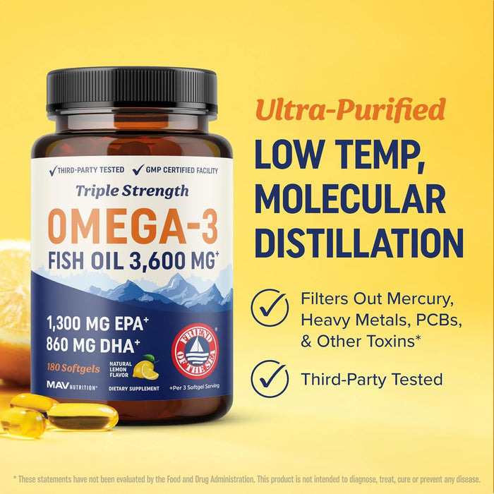 Aceite de pescado Omega 3 de triple fuerza 3600 mg - Quierox - Tienda Online