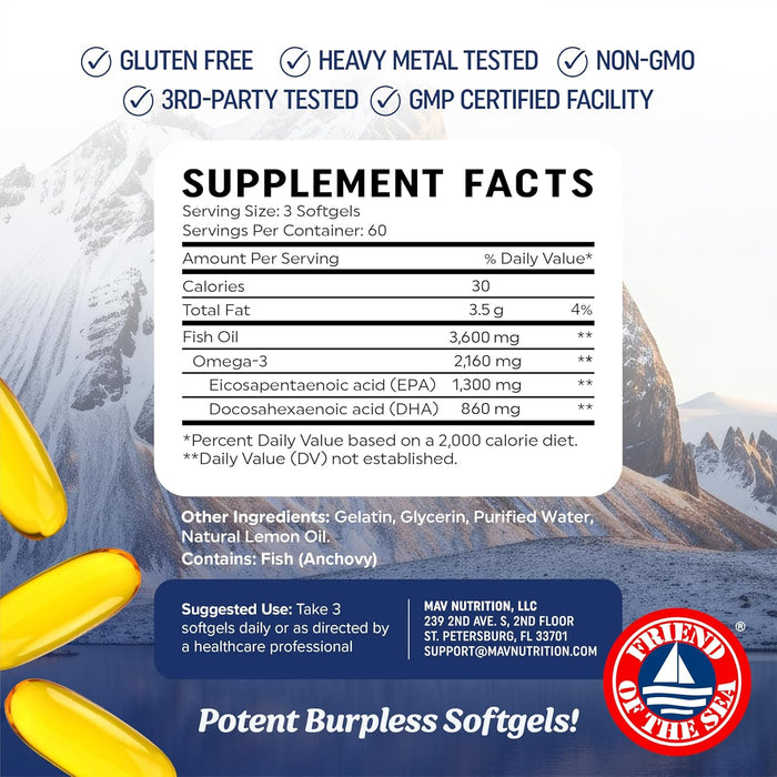 Aceite de pescado Omega 3 de triple fuerza 3600 mg - Quierox - Tienda Online