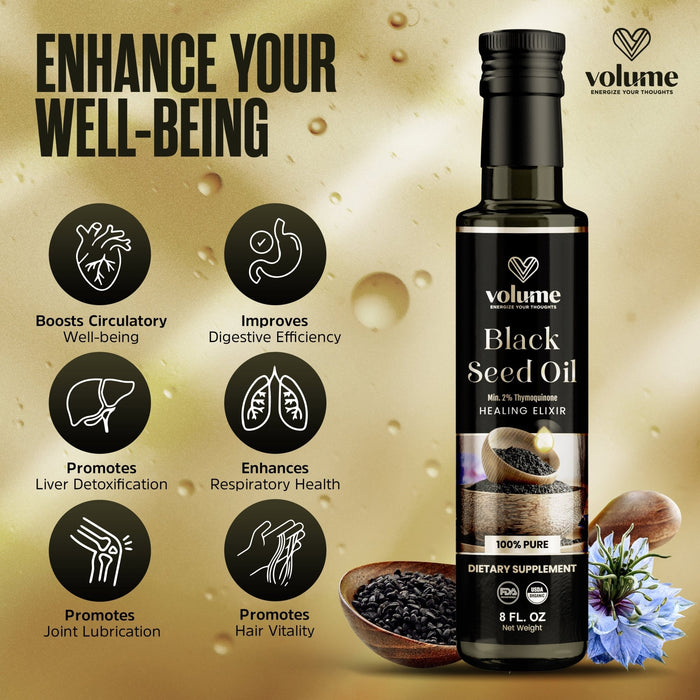 Aceite de semilla negra 100 % puro de alto TQ (botella de vidrio de 8FL) - Quierox - Tienda Online
