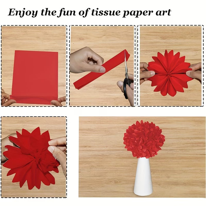 Paño de Papel Rojo, 100pcs 50.8 X 35.56cm, Papel de Tissue para Artes, Envoltorios de Regalo para Fiestas, Cumpleaños, Decoración