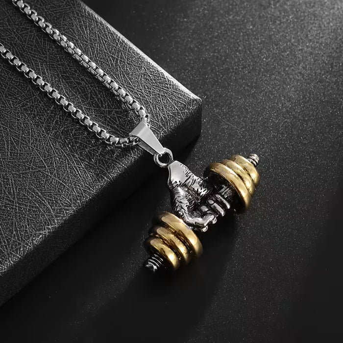 Collar con Colgante de Barra de Mancuerna Deportiva de Aleación
