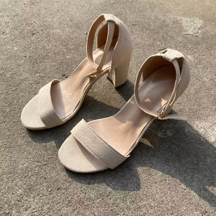 Sandalias de Verano con Tacón Grueso para Mujer, Punta Abierta