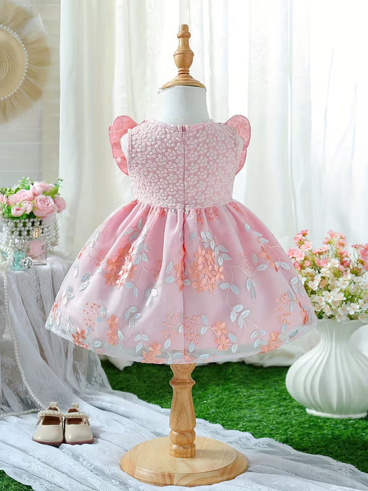 Vestido exquisito y de moda, sin mangas de jacquard con girasoles para niña