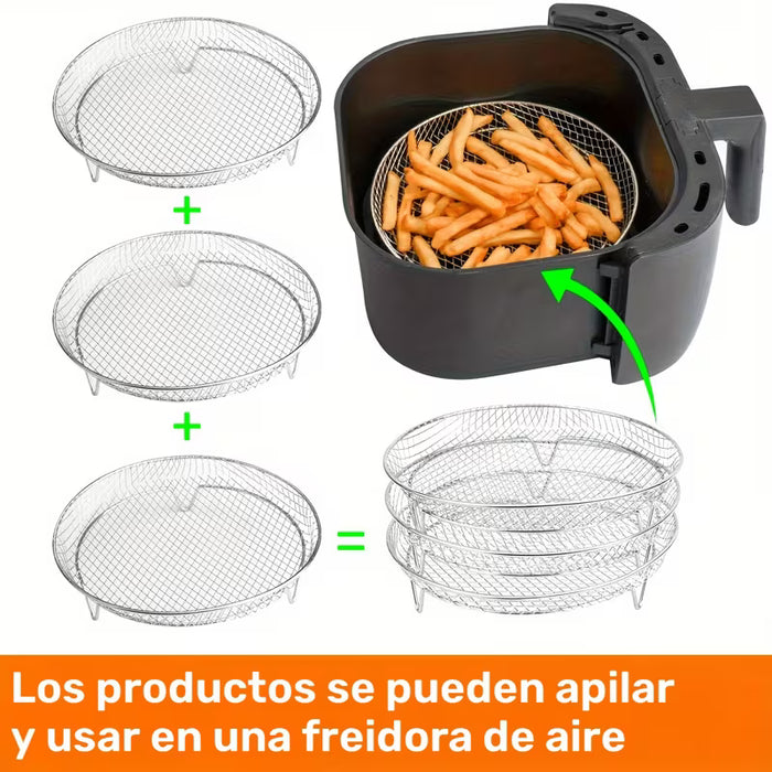 Juego de 3 rejilla para parrilla de freidora de aire, versátil y deshidratador.