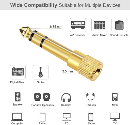 Adaptador de 3,5 mm a 1/4" (paquete de 5) - Quierox - Tienda Online
