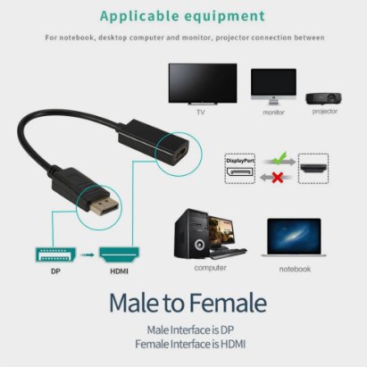 Adaptador de Cable compatible con DP a HDMI, macho a hembra, para HP/DELL, portátil, PC - Quierox - Tienda Online
