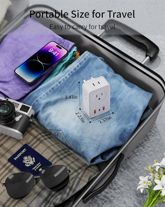 Adaptador de enchufe de viaje europeo, 3 cargador USB (1 puerto USB C) - Quierox - Tienda Online