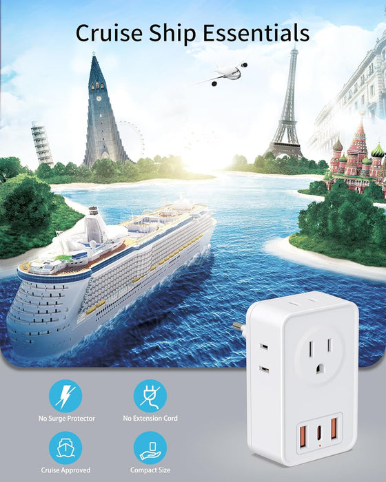 Adaptador de enchufe de viaje europeo, 3 cargador USB (1 puerto USB C) - Quierox - Tienda Online