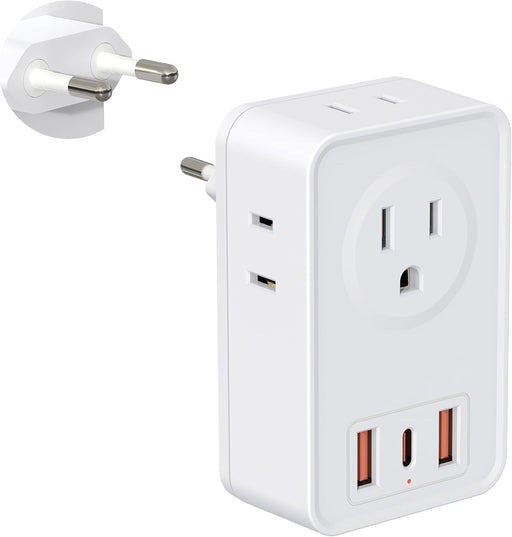 Adaptador de enchufe de viaje europeo, 3 cargador USB (1 puerto USB C) - Quierox - Tienda Online