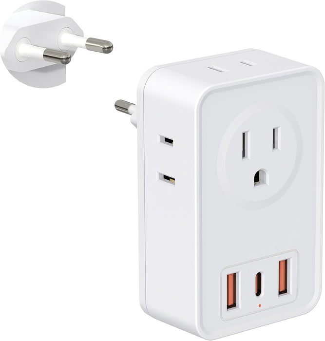Adaptador de enchufe de viaje europeo, 3 cargador USB (1 puerto USB C) - Quierox - Tienda Online