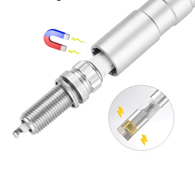 Adaptador de llave de bujías magnético con extensión larga giratoria para instalación - Quierox - Tienda Online