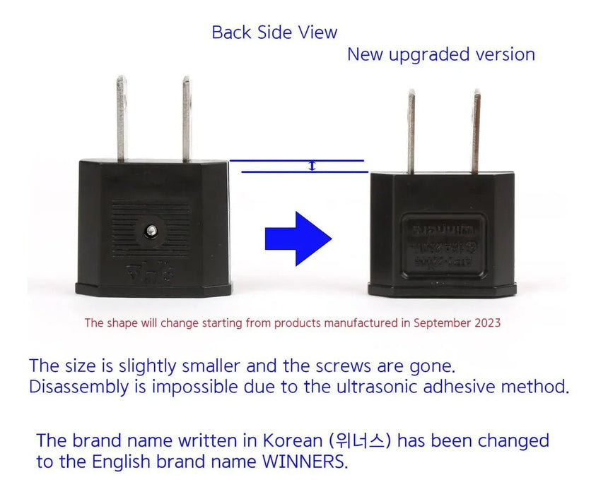 Adaptador de viaje Winners de 220 V a 110 V (Corea a EE. UU.) 1 pieza - Quierox - Tienda Online
