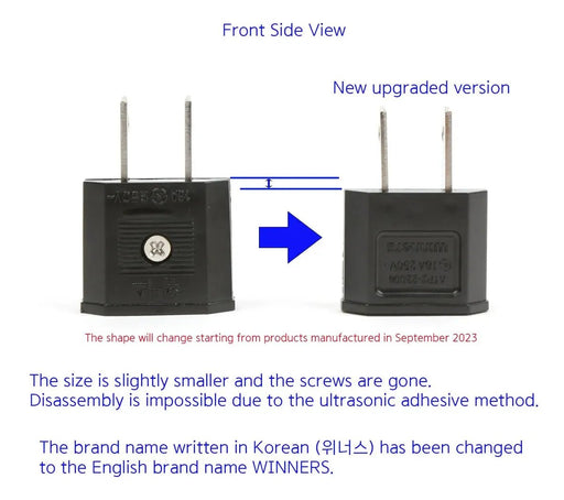 Adaptador de viaje Winners de 220 V a 110 V (Corea a EE. UU.) 1 pieza - Quierox - Tienda Online