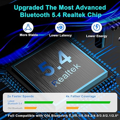 Adaptador USB Bluetooth 5.4 mejorado para PC, adaptador USB inalámbrico para computadora portátil - Quierox - Tienda Online