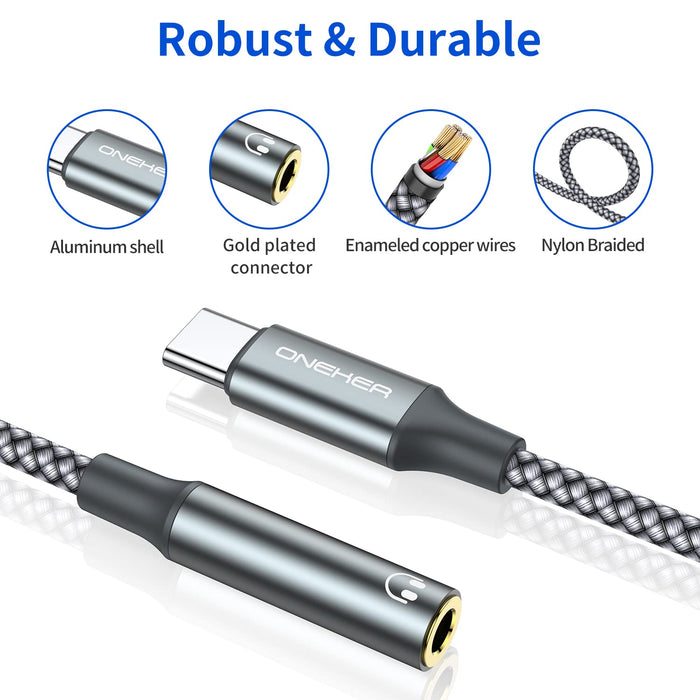 Adaptador USB tipo C a conector para auriculares de 3,5 mm (paquete de 2) - Quierox - Tienda Online