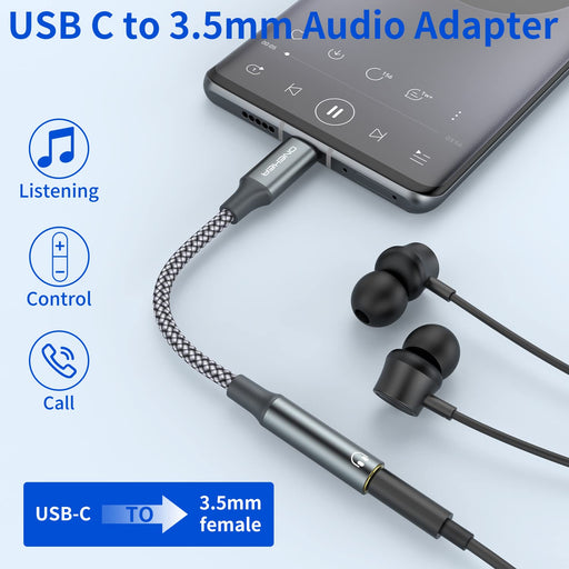 Adaptador USB tipo C a conector para auriculares de 3,5 mm (paquete de 2) - Quierox - Tienda Online