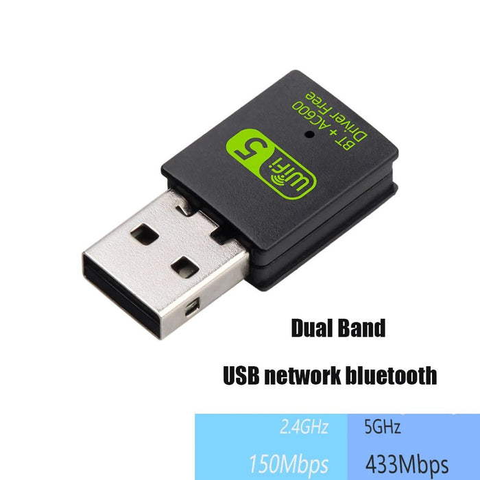 Adaptador USB WiFi de 600 Mbps compatible con Bluetooth, sin necesidad de controladores - Quierox - Tienda Online