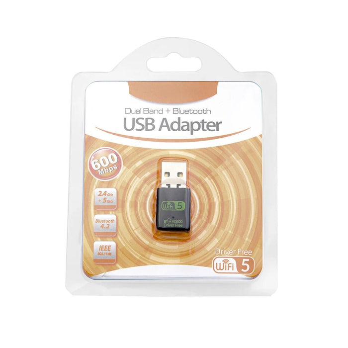 Adaptador USB WiFi de 600 Mbps compatible con Bluetooth, sin necesidad de controladores - Quierox - Tienda Online