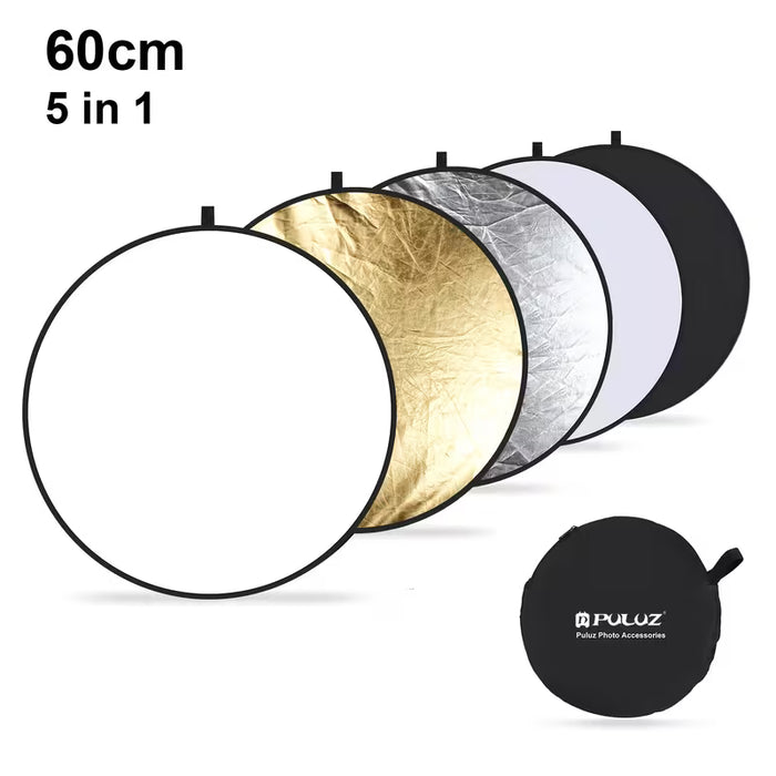 PULUZ 60Cm/23.6 Pulgadas Reflector de Estudio Fotográfico Plegable 5 en 1
