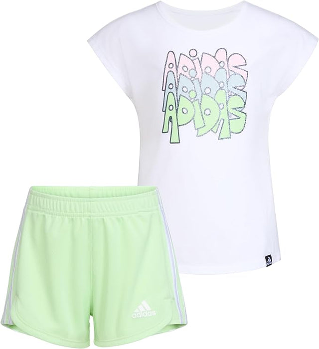 Adidas Conjunto de camiseta y pantalones cortos deportivos para niña - Quierox - Tienda Online