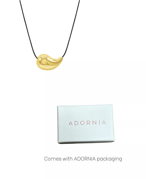 ADORNIA Collar ajustable con forma de lágrima dorada y cordón negro resistente al deslustre - Quierox - Tienda Online