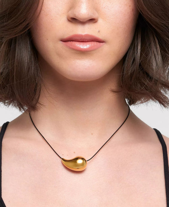 ADORNIA Collar ajustable con forma de lágrima dorada y cordón negro resistente al deslustre - Quierox - Tienda Online