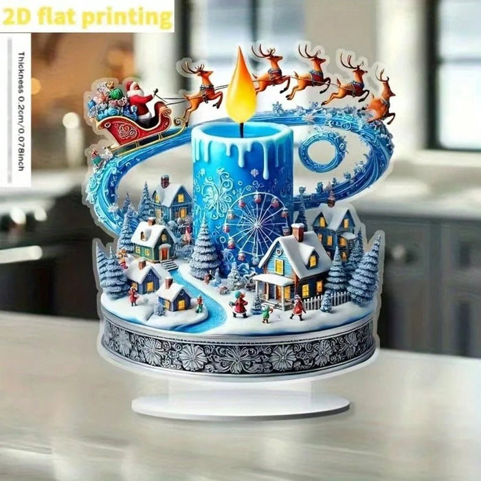 Adorno de acrílico estilo bohemio con forma de pueblo nevado y ciervos voladores - Quierox - Tienda Online