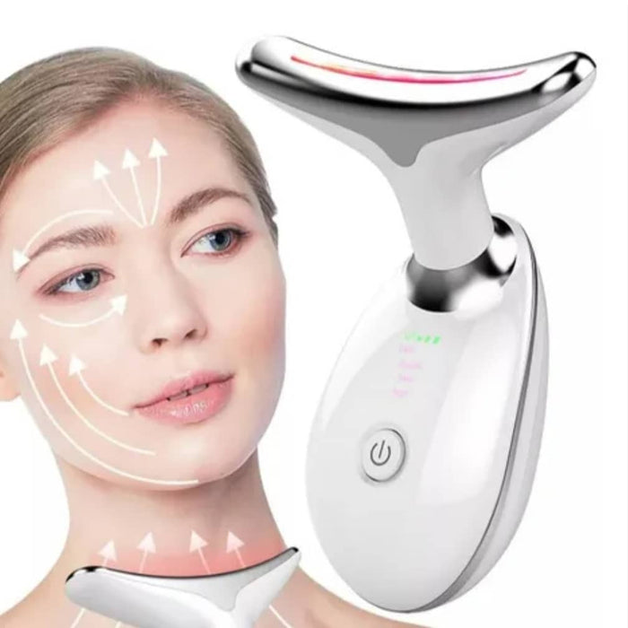 Masajeador para cuello y facial de luz pulsada, LED y termoterapia
