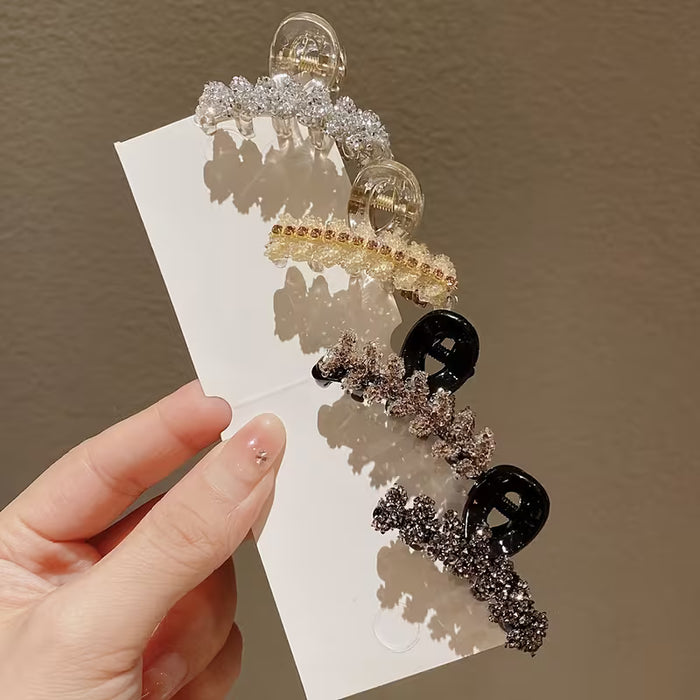 4 pinzas para el cabello con diamantes de imitación elegantes con diseño de trigo