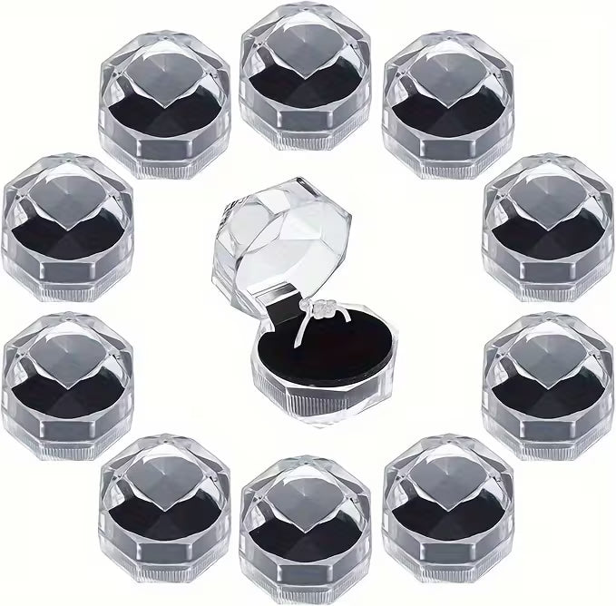 30 Cajas de Anillos de Plástico Transparente con Interior de Espuma