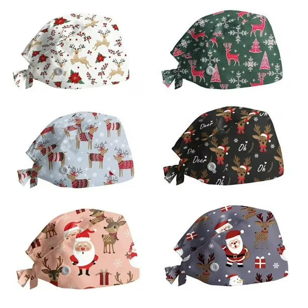 1 Gorro quirúrgicos con estampado navideño