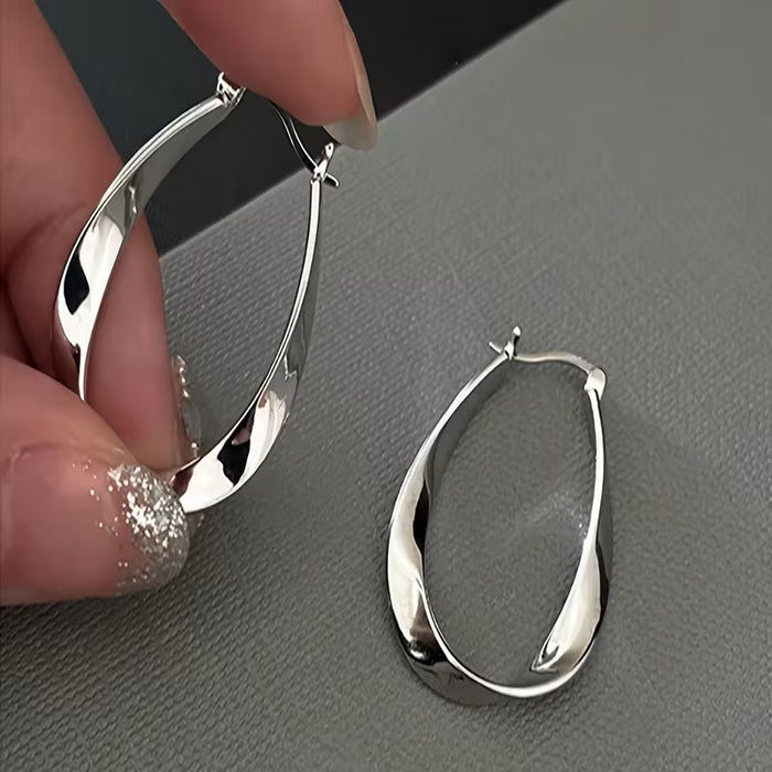 1 Par de Aretes Elegantes Minimalistas, Aretes Ovalados Asimétricos