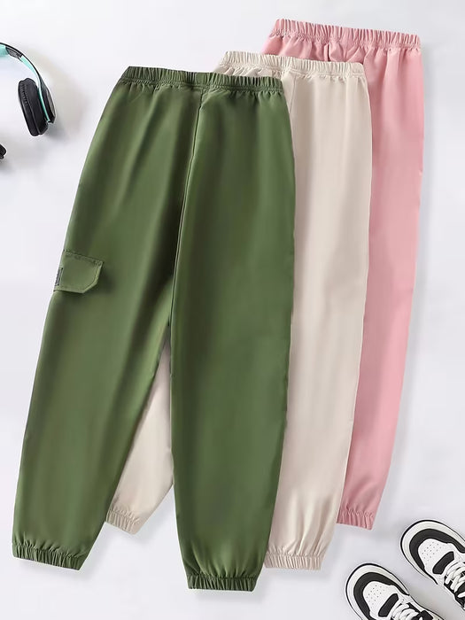 Juego de 3 Piezas para Adolescentes, Ropa Casual de Color Sólido Versátil, Suave y Versátil