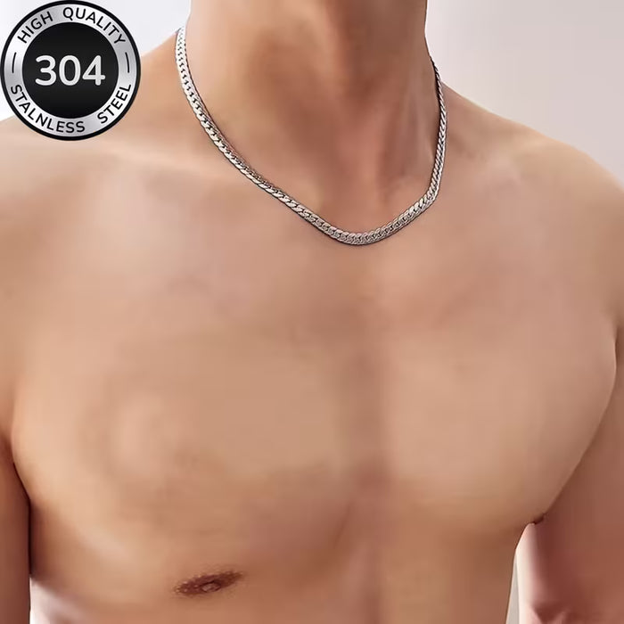 Collar de acero inoxidable 304 con relieve para hombre, hipoalergénico