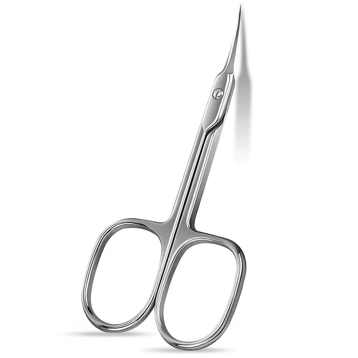 Tijeras curvas para cutículas de acero inoxidable con mango cuadrado vibrante