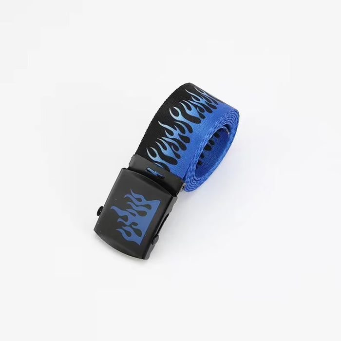 Cinturón casual de lona para hombre, con diseño de llamas