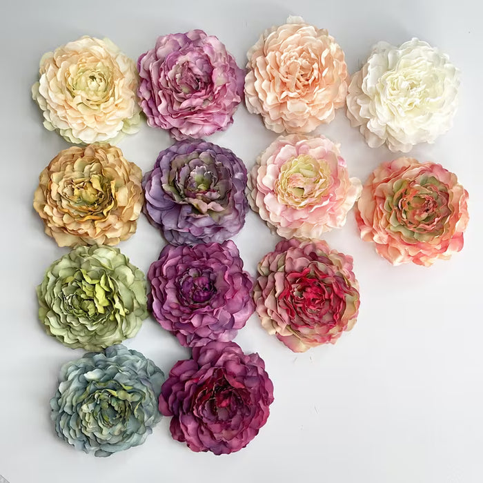 4 horquilla bohemio de color sólido con flor de tela sintética