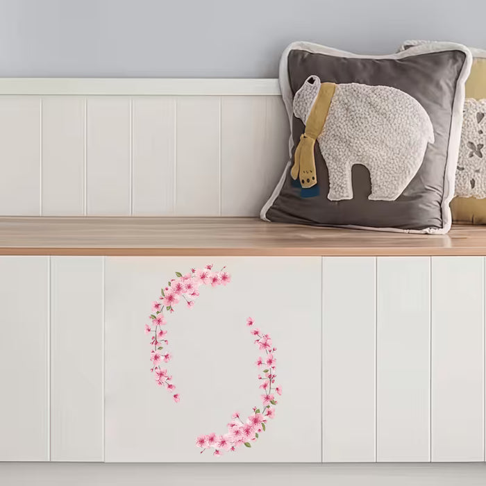 1 Adhesivo de pared de melocotón, Adhesivo de vidrio - Calcomanía autoadhesiva de PVC floral