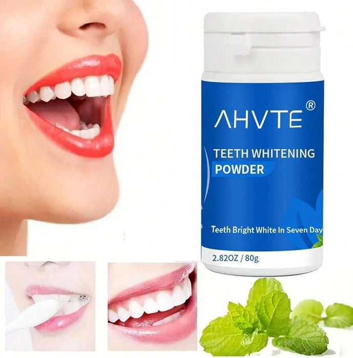 AHVTE Polvo blanqueador dental: fórmula de menta de limpieza profunda enriquecida con flor de madreselva 80g - Quierox - Tienda Online