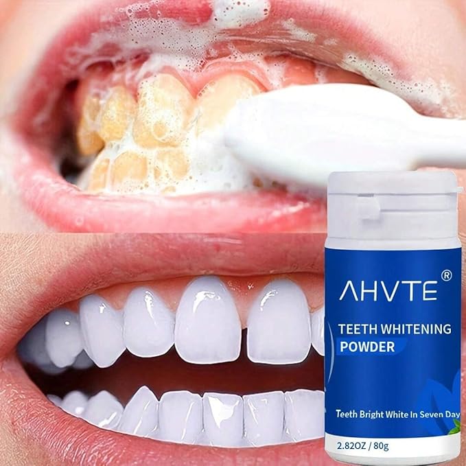 AHVTE Polvo blanqueador dental: fórmula de menta de limpieza profunda enriquecida con flor de madreselva 80g - Quierox - Tienda Online