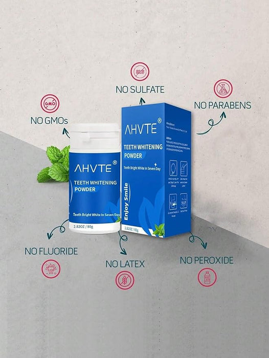 AHVTE Polvo blanqueador dental: fórmula de menta de limpieza profunda enriquecida con flor de madreselva 80g - Quierox - Tienda Online
