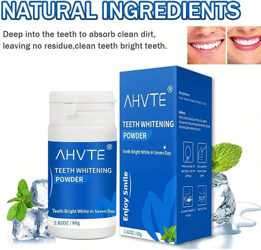 AHVTE Polvo blanqueador dental: fórmula de menta de limpieza profunda enriquecida con flor de madreselva 80g - Quierox - Tienda Online